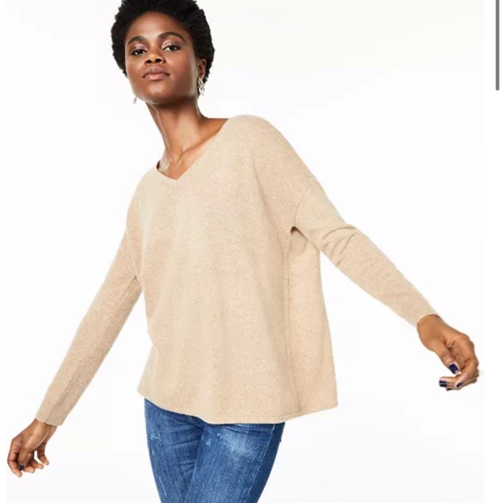 100% Cashmere Oat V Neck Sweater Charter Club